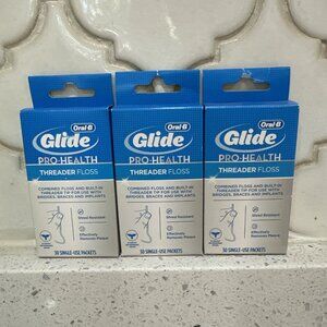 3-Oral-B GLIDE Pro-Health Dental THREADER FLOSS 30 Single Use Packets ~ ORIGINAL